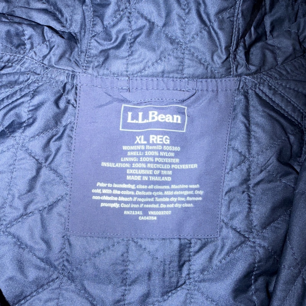 L.L. Bean Women's Mountain Classic Pull Over Anorak Navy Blue Size XL Lined Hood - Picture 4 of 4